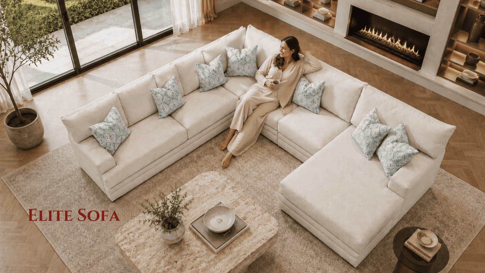 Luxury sofa set featuring an internal metal frame, zigzag spring support, pocket coil system, Dunlop foam, and latex layers for exceptional comfort and durability.