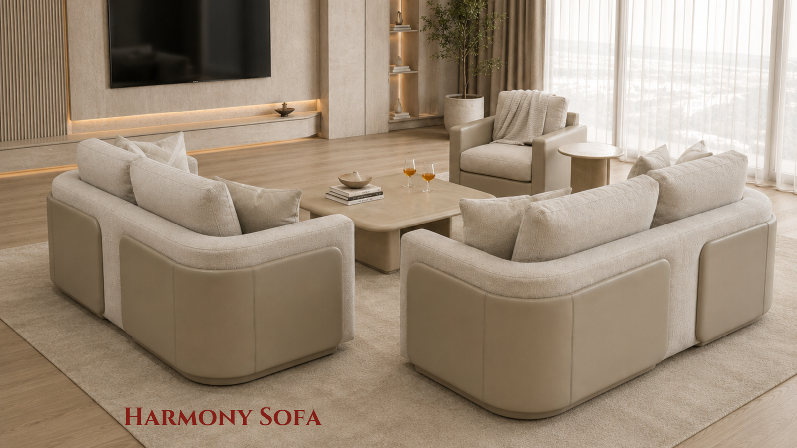 Elegant luxury sofa with premium upholstery, contemporary design, and superior seating comfort.