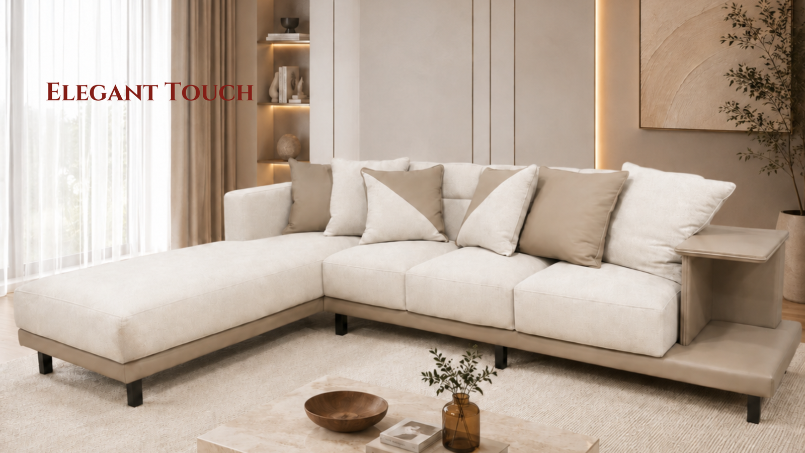 Premium modular corner sofa with spacious seating, elegant upholstery, and contemporary design.