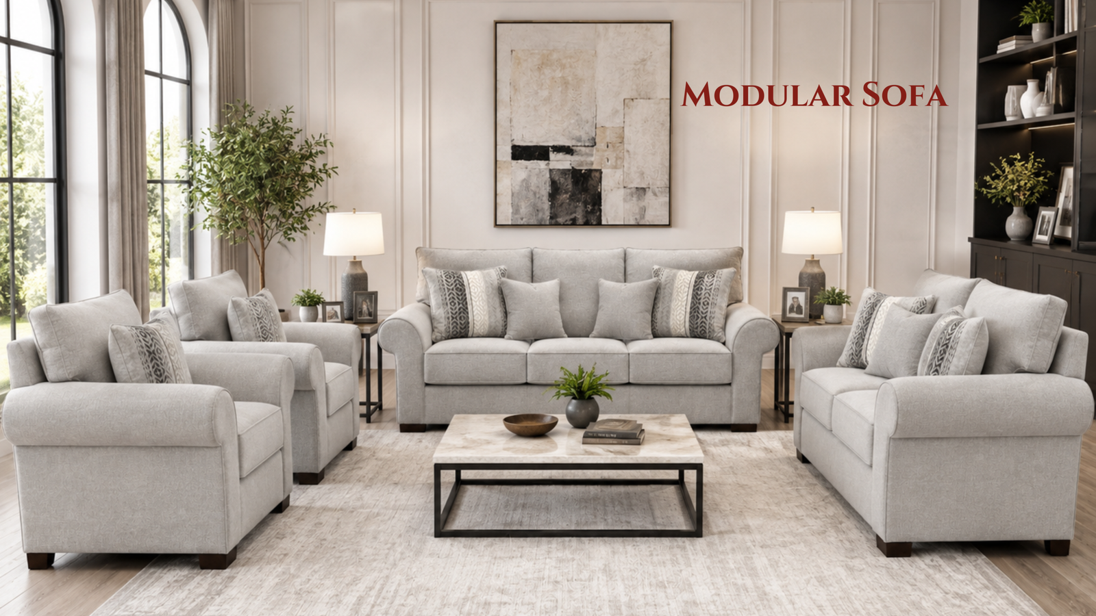 Sophisticated sofa set with plush seating, premium upholstery, refined detailing, and a timeless design.